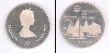 5 Dollar Canada 1973, Olympiade Segelwettbewerbe, Silber, stgl.