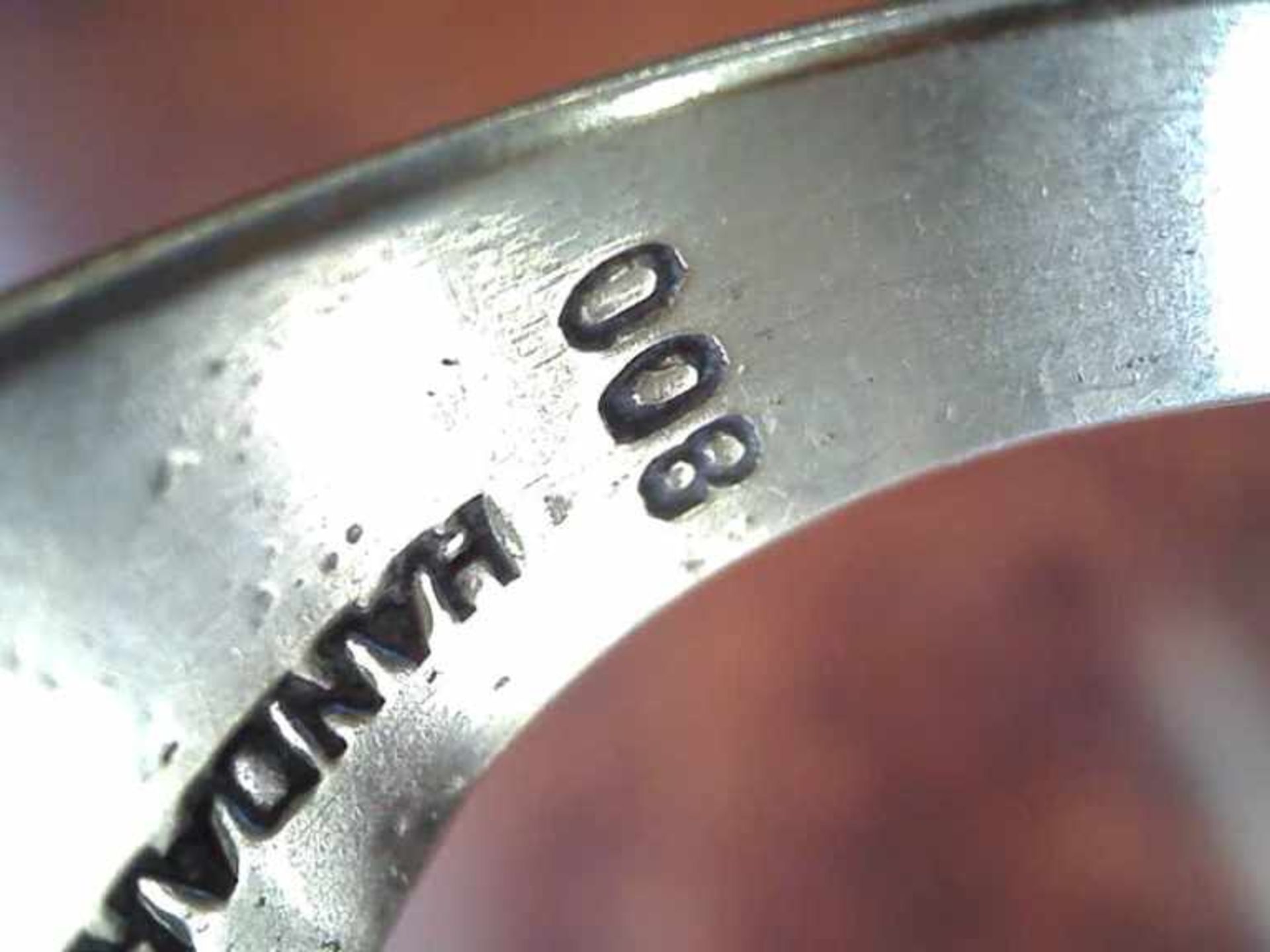 Damenring 800er Silber, 6,5 g, erhabener Ringkopf mit einem ovalen Bernsteincabochon, RG 51 - Bild 2 aus 2