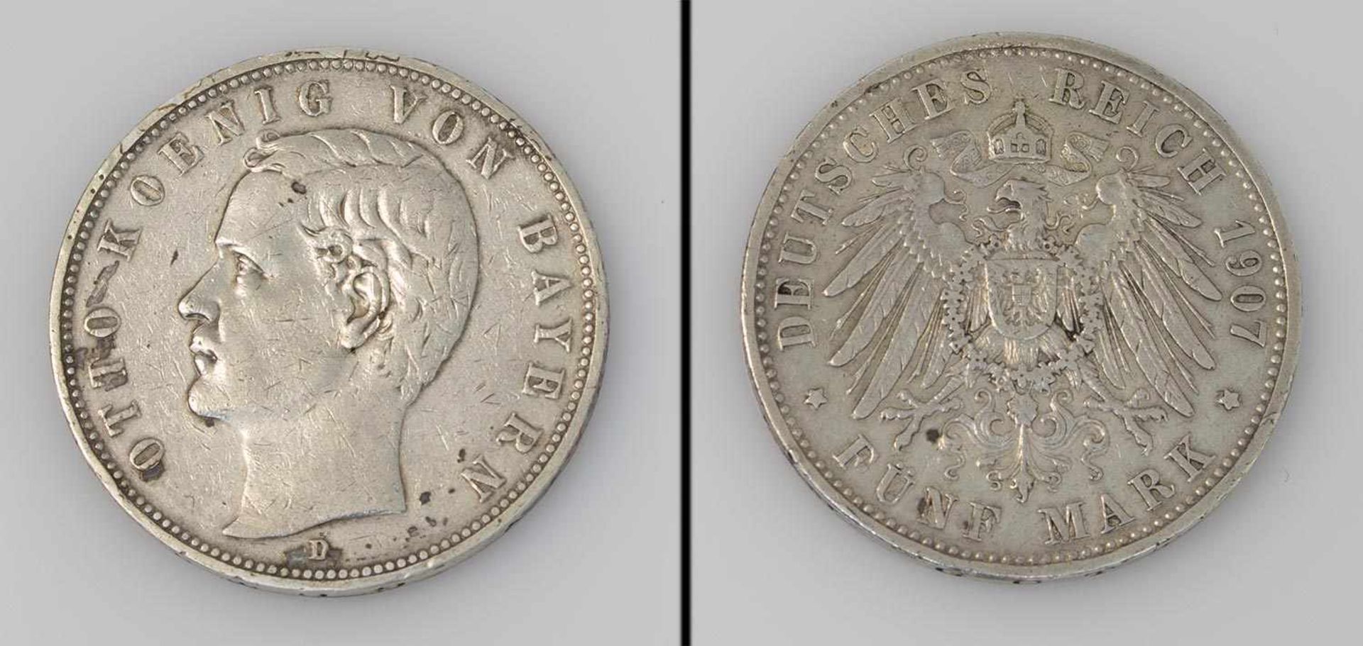 5 Mark Bayern 1907, Otto, Silber