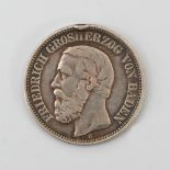 2 Mark Baden, 1901. "Friedrich Grosherzog von Baden". Silber 11 g, Zustand ss, Randfehler.