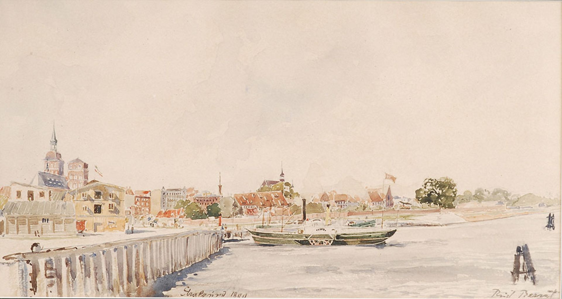 Bernt, Rudolf: "Stralsund". Aquarell, rechts unten signiert, mittig unten datiert: 1880 mit Zusatz