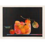 Garcia-Fons, Pierre: Stillleben mit Fruchtschale. Farblithographie, rechts unter dem Stein