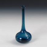 Vase, Albin Schaedel. Signiert, 1960er/70er Jahre. Lampengeblasenes Glas. Gedrückter Kugelkorpus aus