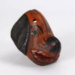 Hundemaske - Tanzmaske. Guatemala/Chichicastenango, Maya. Holz, Farbig gefaßt, Glasaugen.