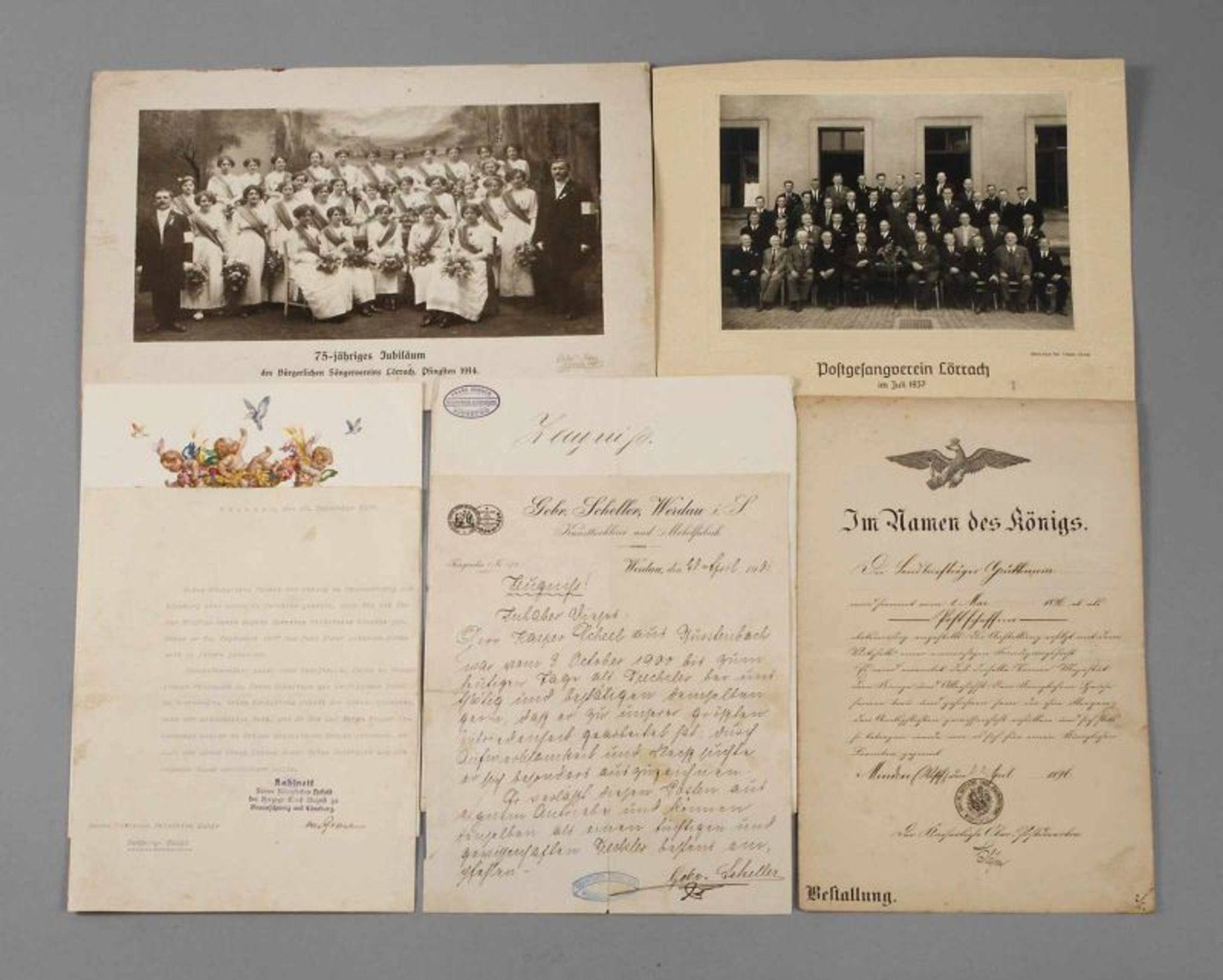 Konvolut Dokumente um 1900 bis 1937, bestehend aus Bestallungsurkunde 1896, Glückwunschschreiben des