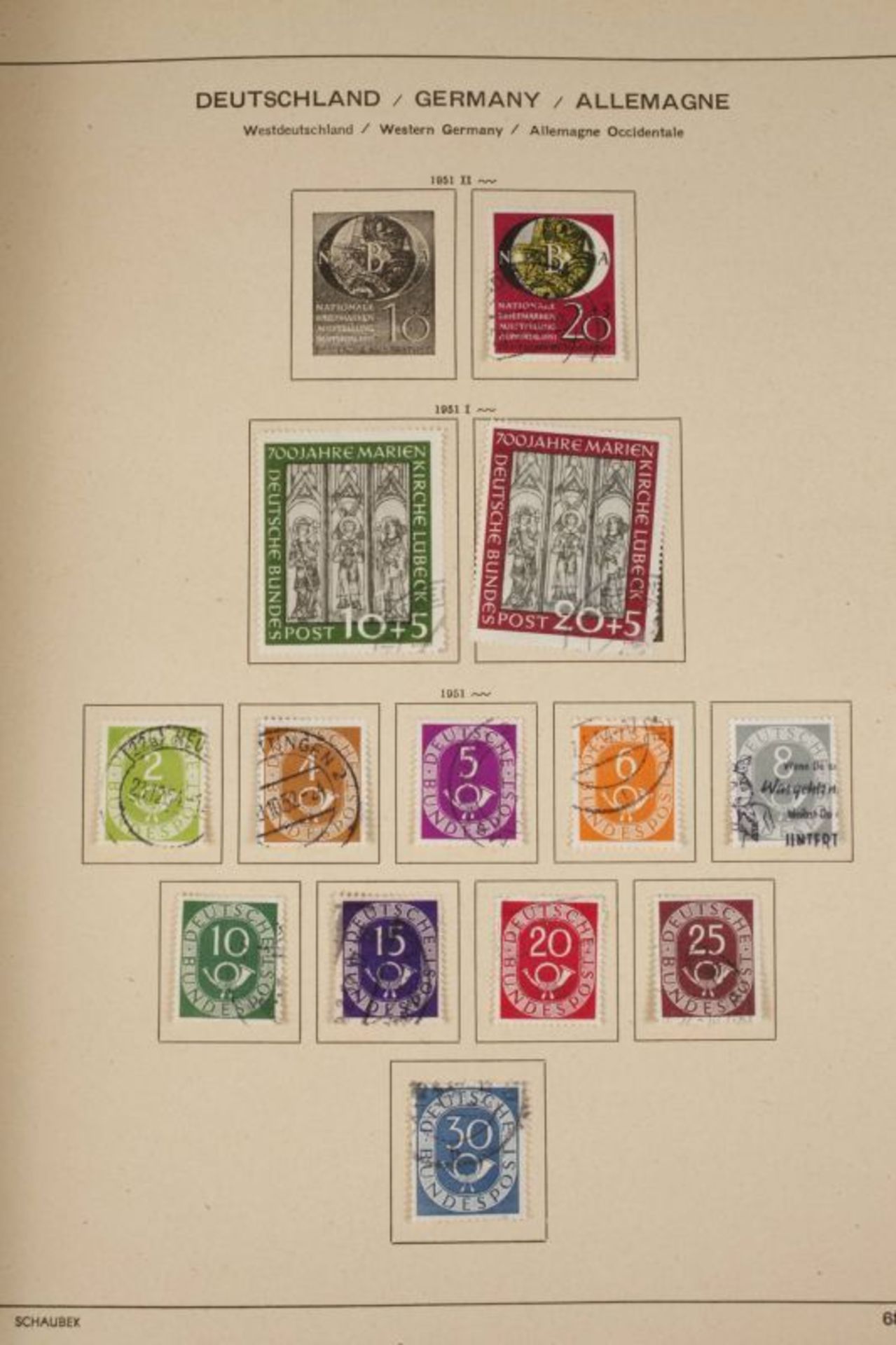 Briefmarkenalbum Bund und Berlin 1949-65, gestempelt, fast komplett mit Spitzen im - Bild 2 aus 6