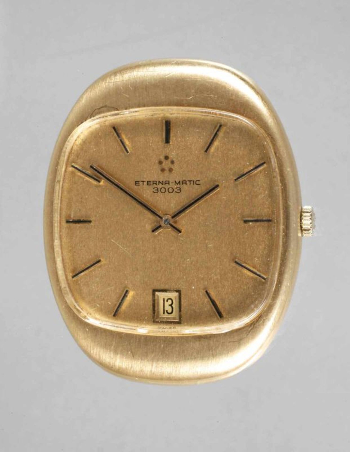 Armbanduhr Eterna Automatik Schweiz, 1970er Jahre, Gehäuse gestempelt 18 K (750er Gelbgold), Kaliber