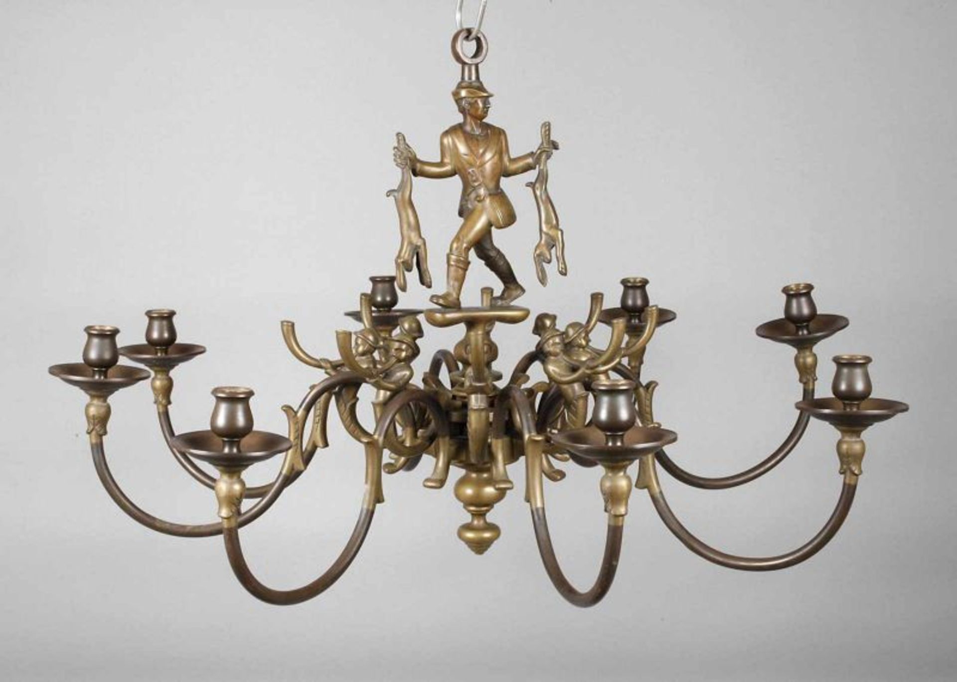 Deckenleuchter Art déco wohl Vereinigte Werkstätten München, um 1930, Bronze gegossen und Messing