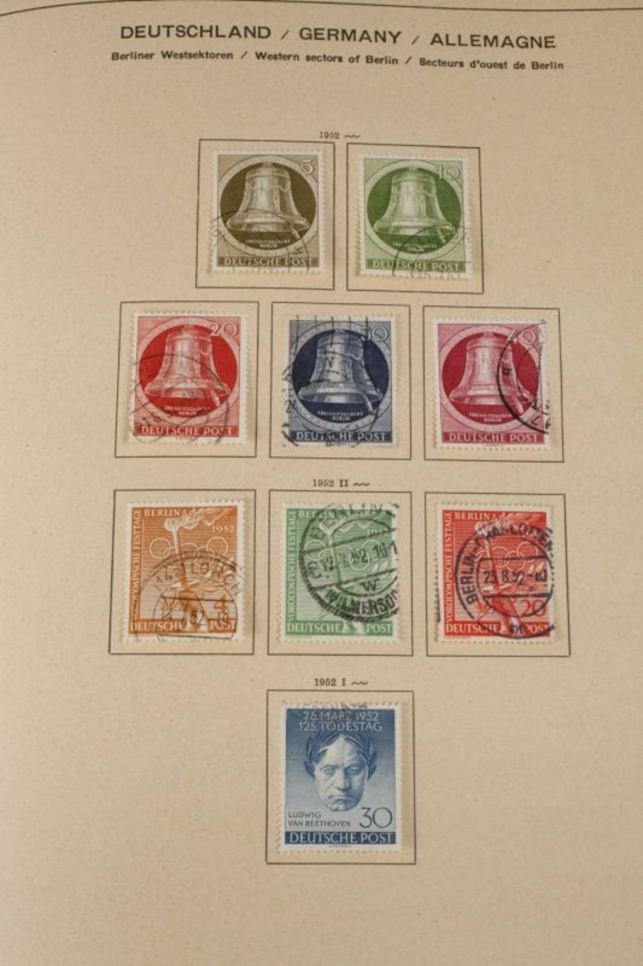 Briefmarkenalbum Bund und Berlin 1949-65, gestempelt, fast komplett mit Spitzen im - Bild 5 aus 6