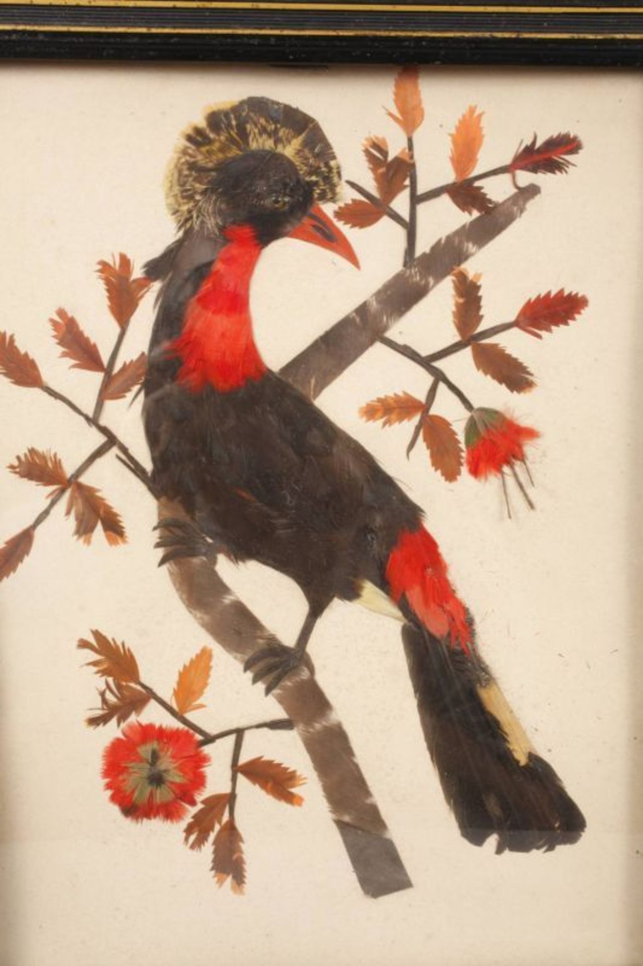 Paar exotische Federbilder Darstellung zweier auf Ästen sitzender, exotischer Vögel, dekorative - Bild 2 aus 3