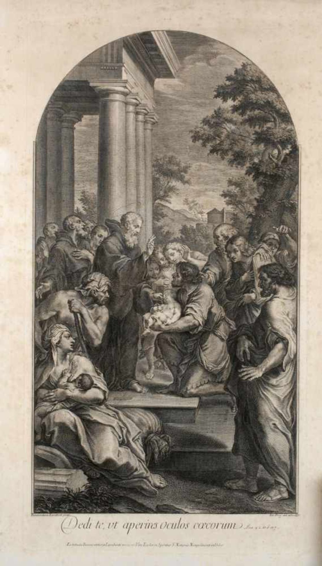 Jakob Frey der Ältere, Heilung eines blinden Säuglings älterer Heiliger, umgeben von zahlreichen