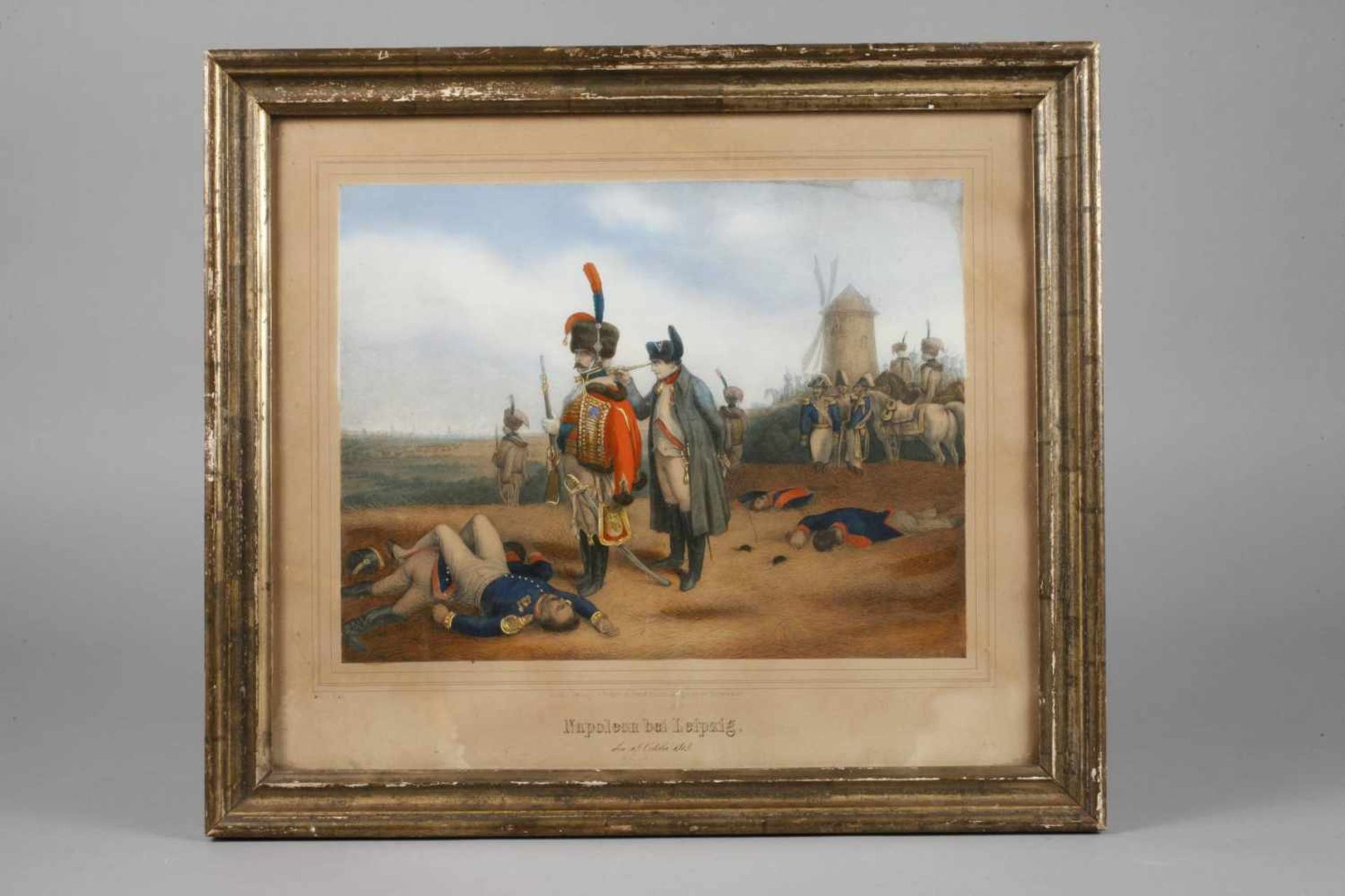 Erdmann Ludwig Blau, "Napoleon bei Leipzig" der Kaiser von Frankreich an der Quandtschen Tabaksmühle - Bild 2 aus 3
