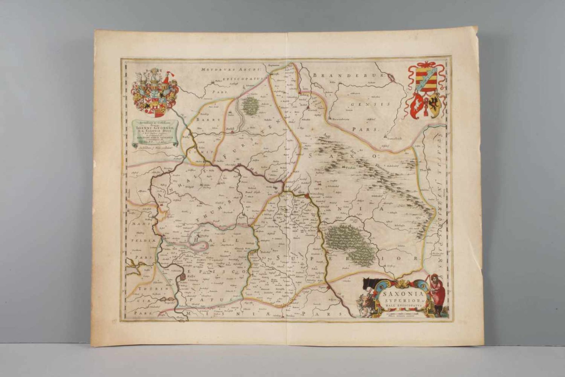 Joan Blaeu, Karte Gebiet Wittenberg Darstellung des Gebiets um Wittenberg, oben links prachtvolles - Bild 2 aus 4