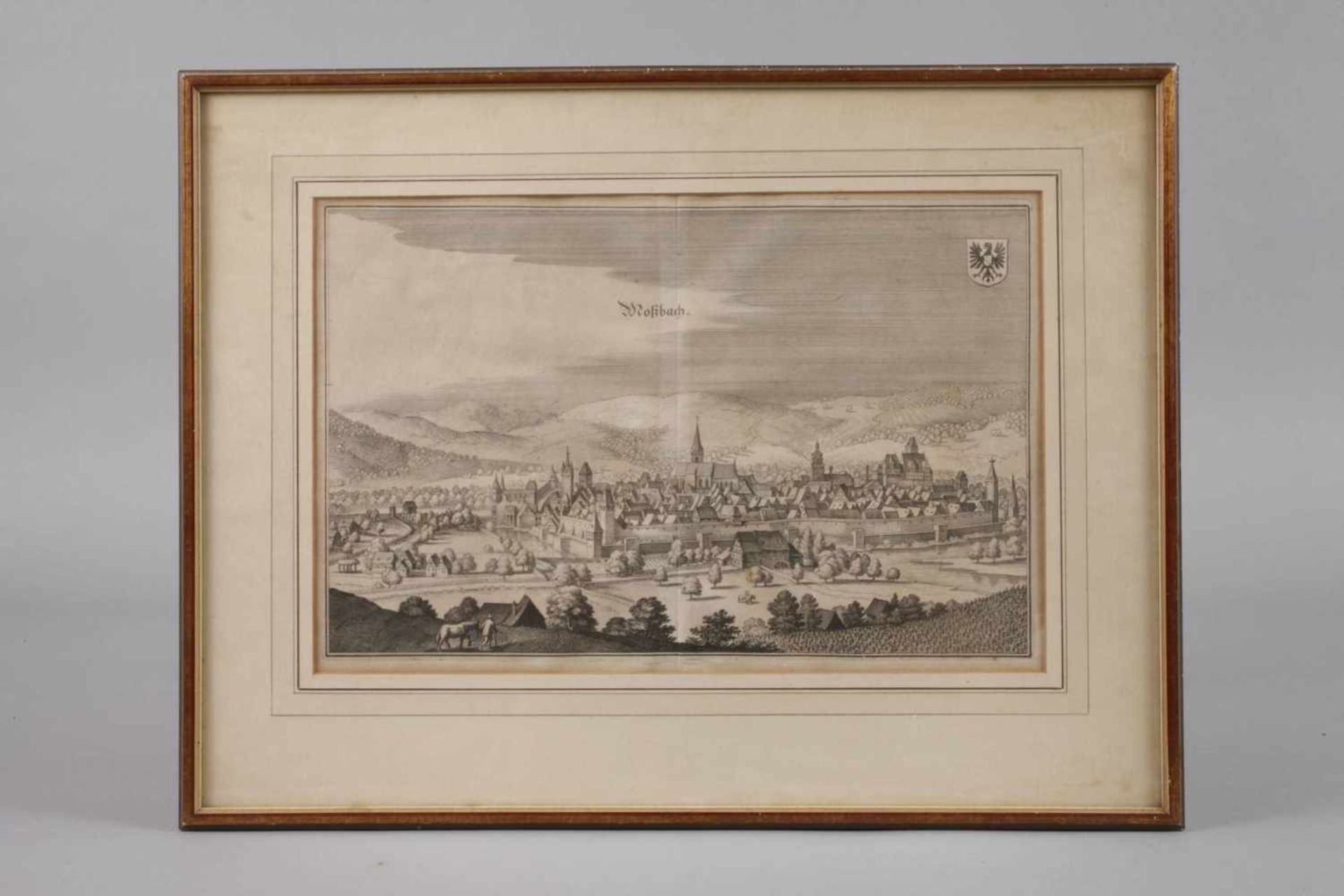 Matthäus Merian, Konvolut Stadtansichten je eine Ansicht von Moßbach, Benzheim und Heppenheim, - Bild 4 aus 4