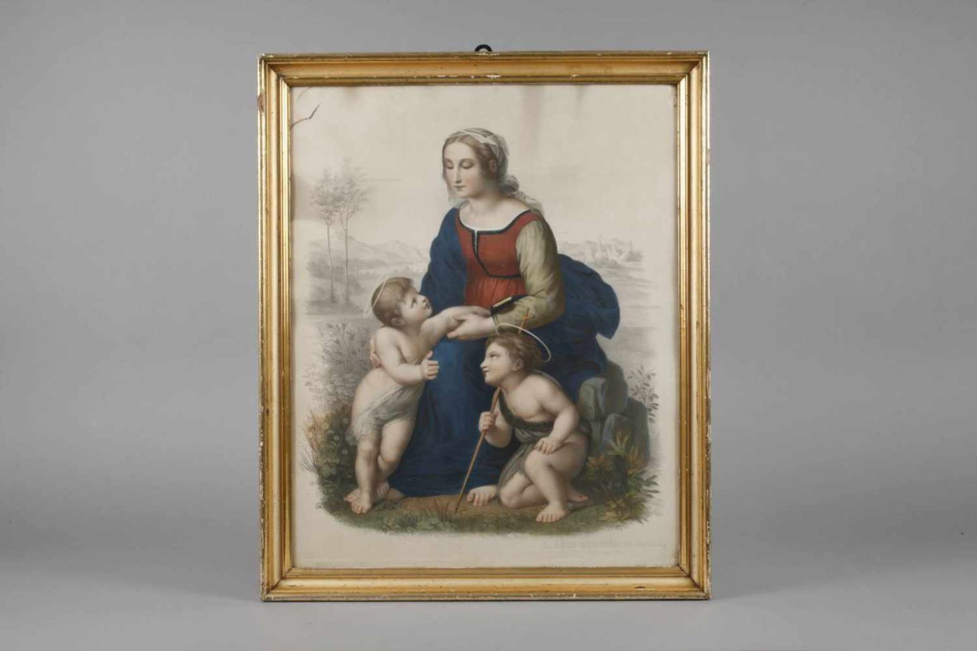 Prof. Michele Fanoli, "Die schöne Gärtnerin" nach Raffael 1507 schuf Raffaello Sanzio da Urbino, - Bild 2 aus 3