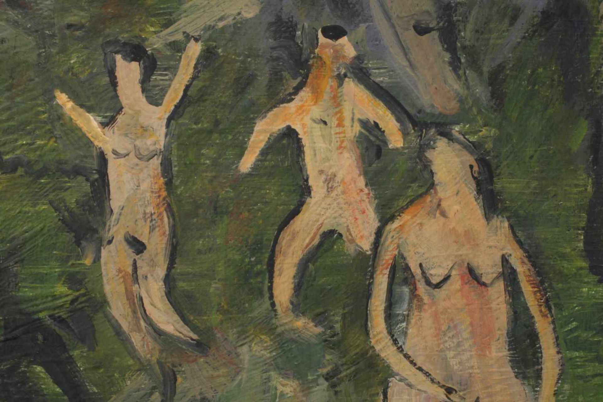 "Drei Akte im Wald" nach Ernst Ludwig Kirchner drei nackte Figuren unter Birken, in üppiger - Bild 4 aus 4