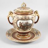 Villeroy & Boch Bowle Historismus um 1880, Prägemarke V & B Mettlach, mit Schriftzug "ges.