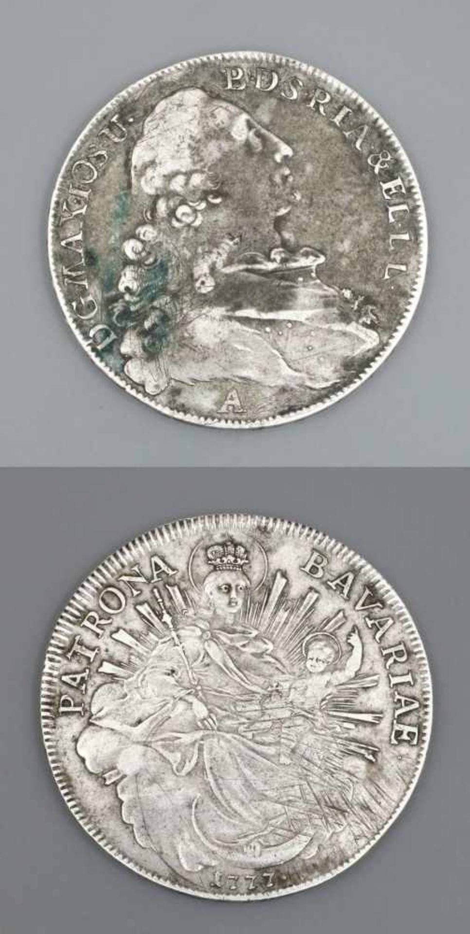 Bayern Konventionstaler 1777 A. - Amberg, Maximilian III. Joseph 1745 - 1777, Sterbejahrtaler, ss.
