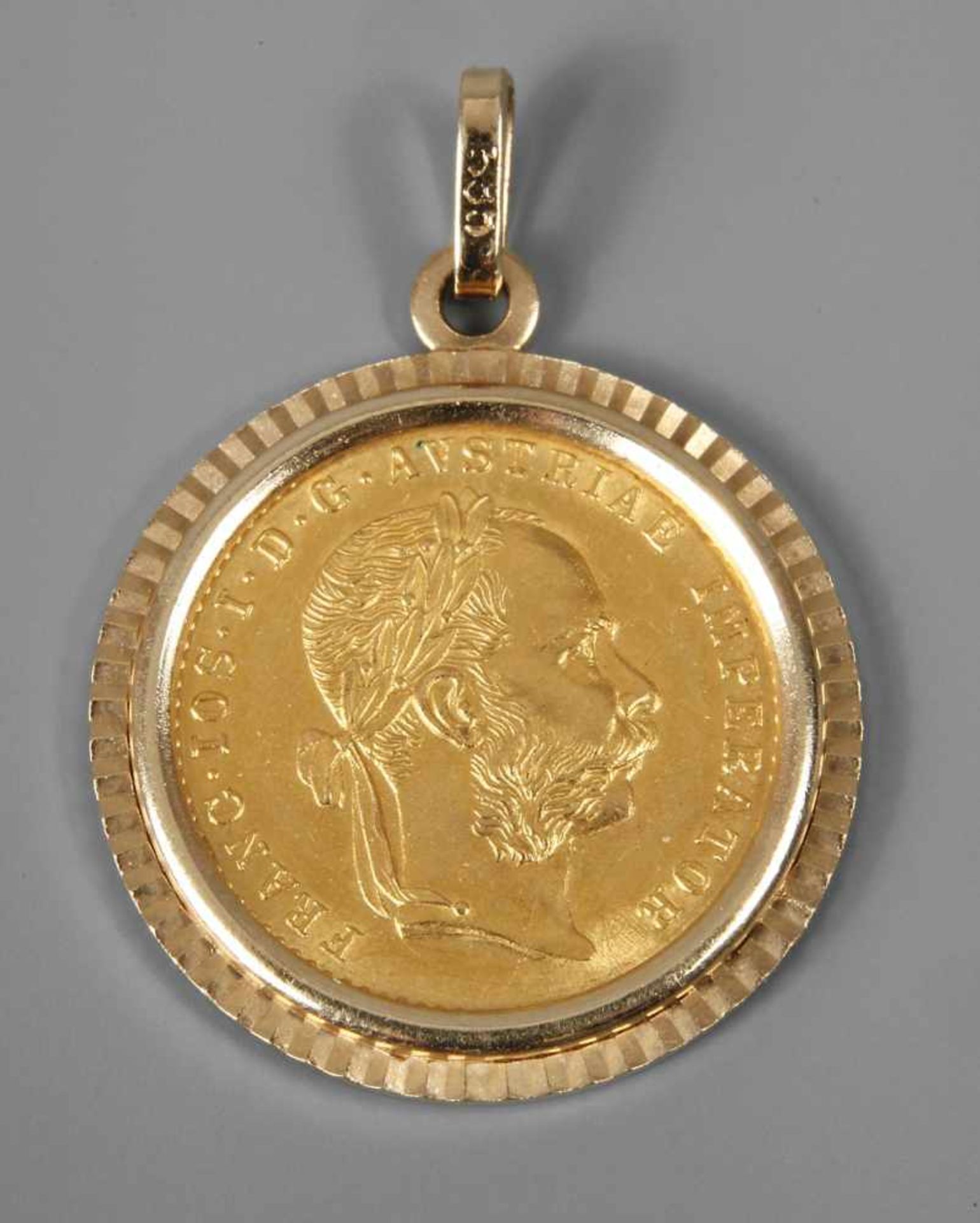 Dukat Österreich ein Dukat Franz Joseph I. 1915, 986er Gold, vz, zu einem goldenen Anhänger gefasst,