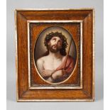 KPM Berlin Bildplatte "Ecce Homo" um 1900, Pressmarke ab 1837, darunter drei Ritzstriche und