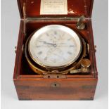 Marine-Chronometer England um 1860, auf dem versilbertem Ziffernblatt gemarkt Negretti & Zambra