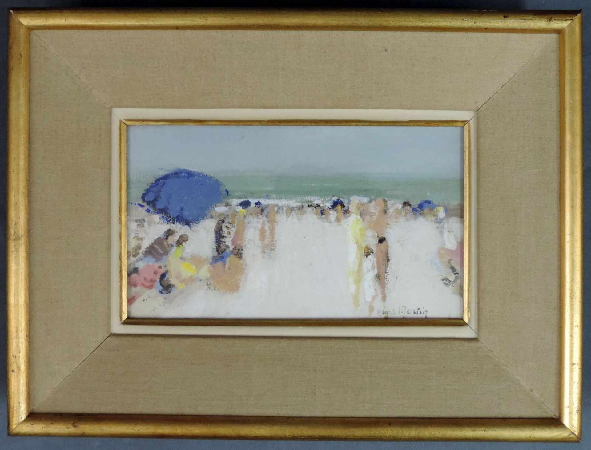 Henri MARTIN (1860 - 1943). À la plage. 16 cm x 27 cm. Gemälde. Öl auf Leinwand. Rechts unten - Bild 5 aus 5