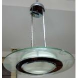 Deckenlampe Chrom, Glas. Circa 60 cm im Durchmesser. Ceiling lamp. Chrome, glass. Circa 60 cm im