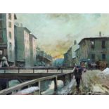 Rialdo GUIZZARDI (1920 -). Mailand. Italien. 30 cm x 40 cm. Gemälde. Öl auf Leinwand. Links unten