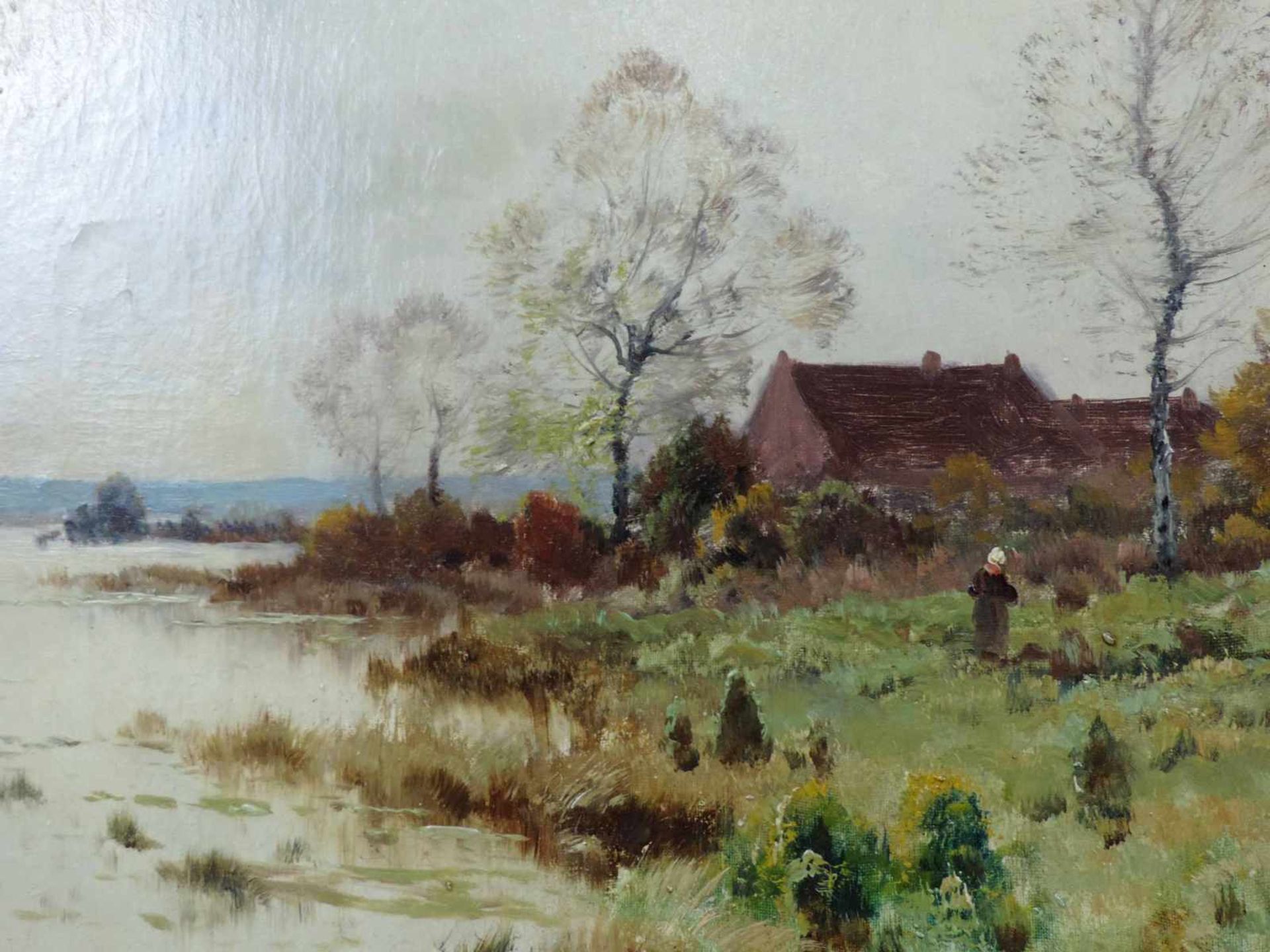 Pierre Emmanuel DAMOYE (1847 - 1916). Bauernhaus wohl an der La Solonge. 92 cm x 55 cm. Gemälde. - Bild 4 aus 8