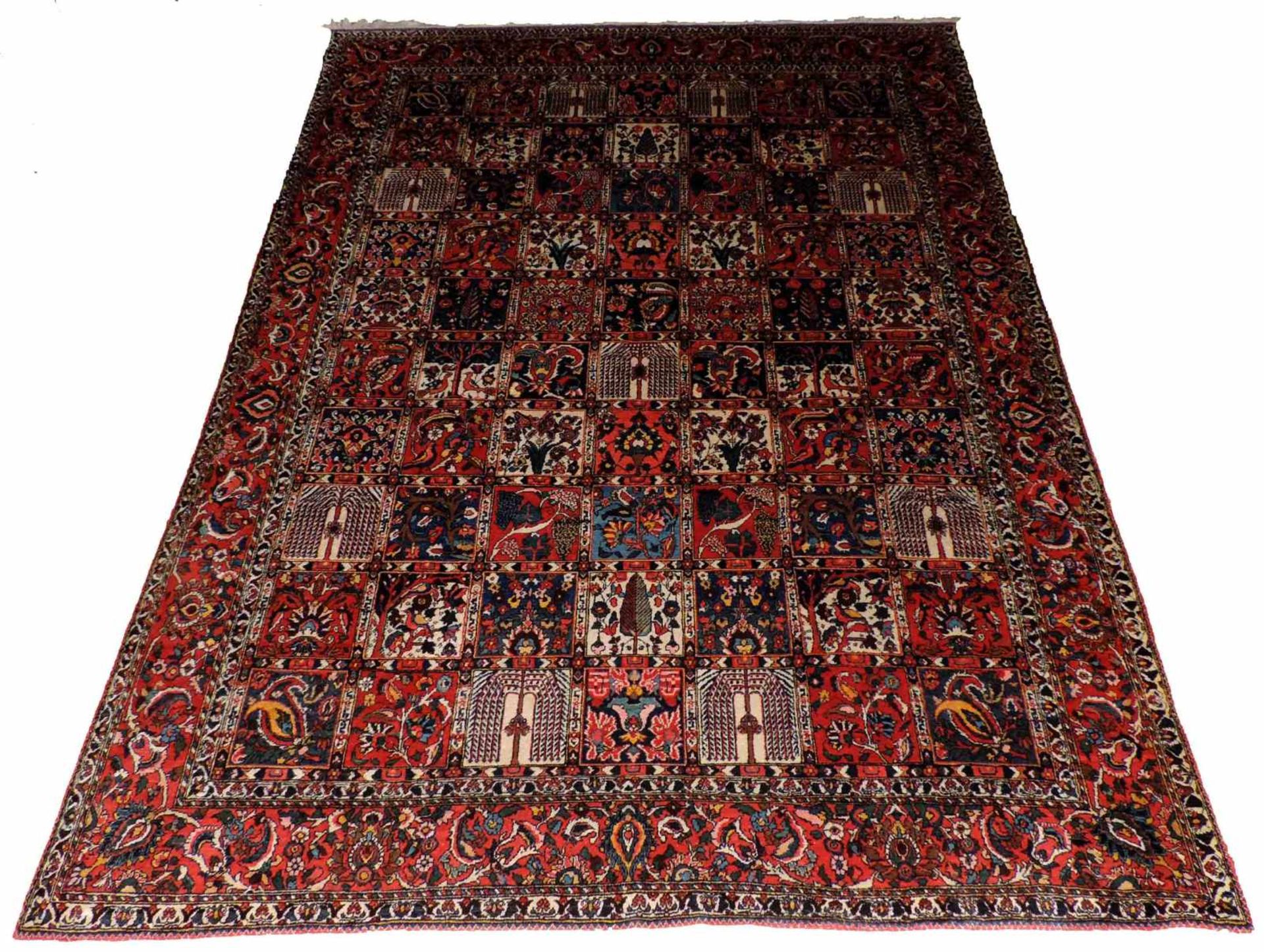 Bachtiar Felder Teppich. Iran, alt Mitte 20. Jahrhundert. Feine Knüpfung. 322 cm x 238 cm.