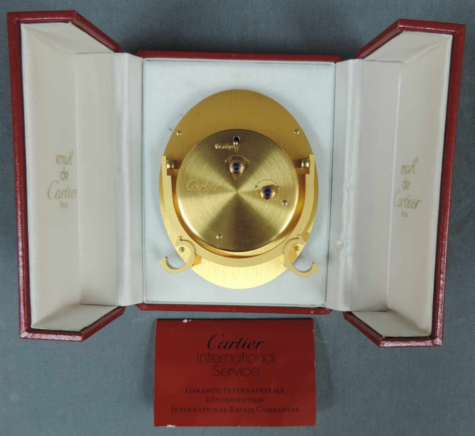 Cartier "Pendulette Bureau" Tischuhr Wecker in Original Box mit Garantiebüchlein. 91 mm x 74 mm - Image 2 of 8