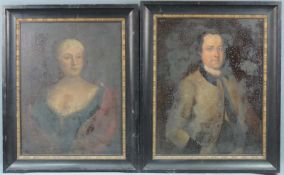 2 Portraits. Herr und Dame. 18. Jahrhundert. 78 cm x 60 cm. Gemälde. Öl auf Leinwand. Doubliert. 2