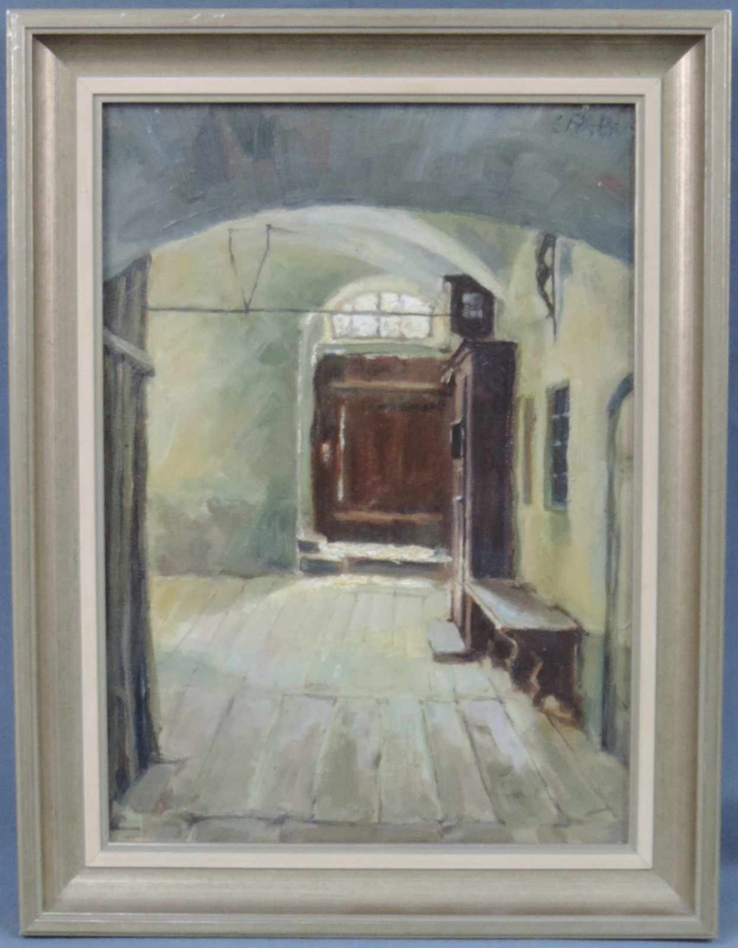 Carl RABUS (1898 - 1983). Stubeninterieur. 35 cm x 26 cm. Gemälde. Öl auf Leinwand. Rechts oben - Bild 2 aus 5