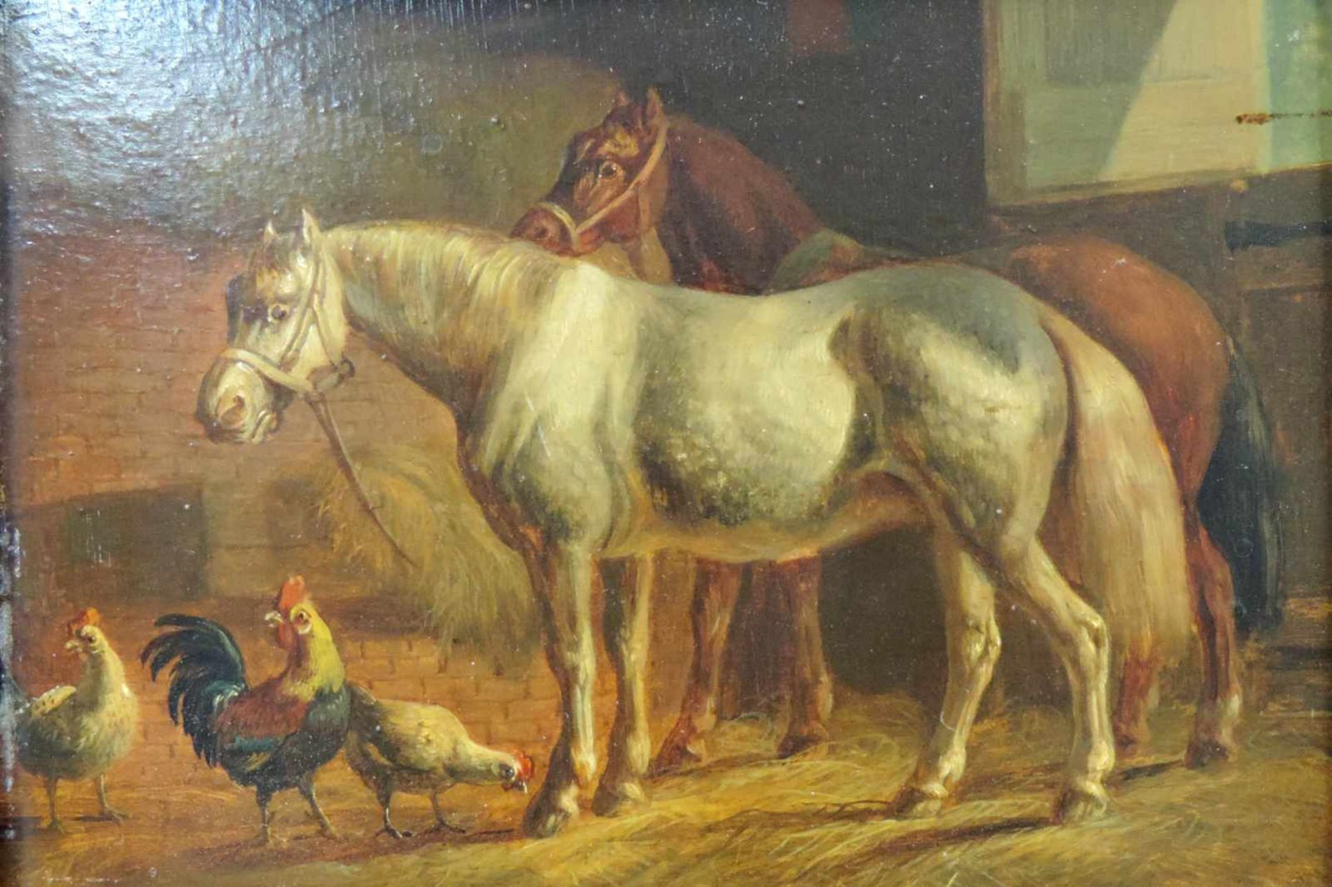 Albertus VERHOESEN (1806-1881). Zwei Gemälde mit Pferden. Eines signiert und datiert. Je 14,5 cm x - Image 2 of 8