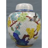 Cloisonne Deckelvase. China. 21 cm hoch mit Deckel. Cloisonne vase. China. 21 cm high with lid.