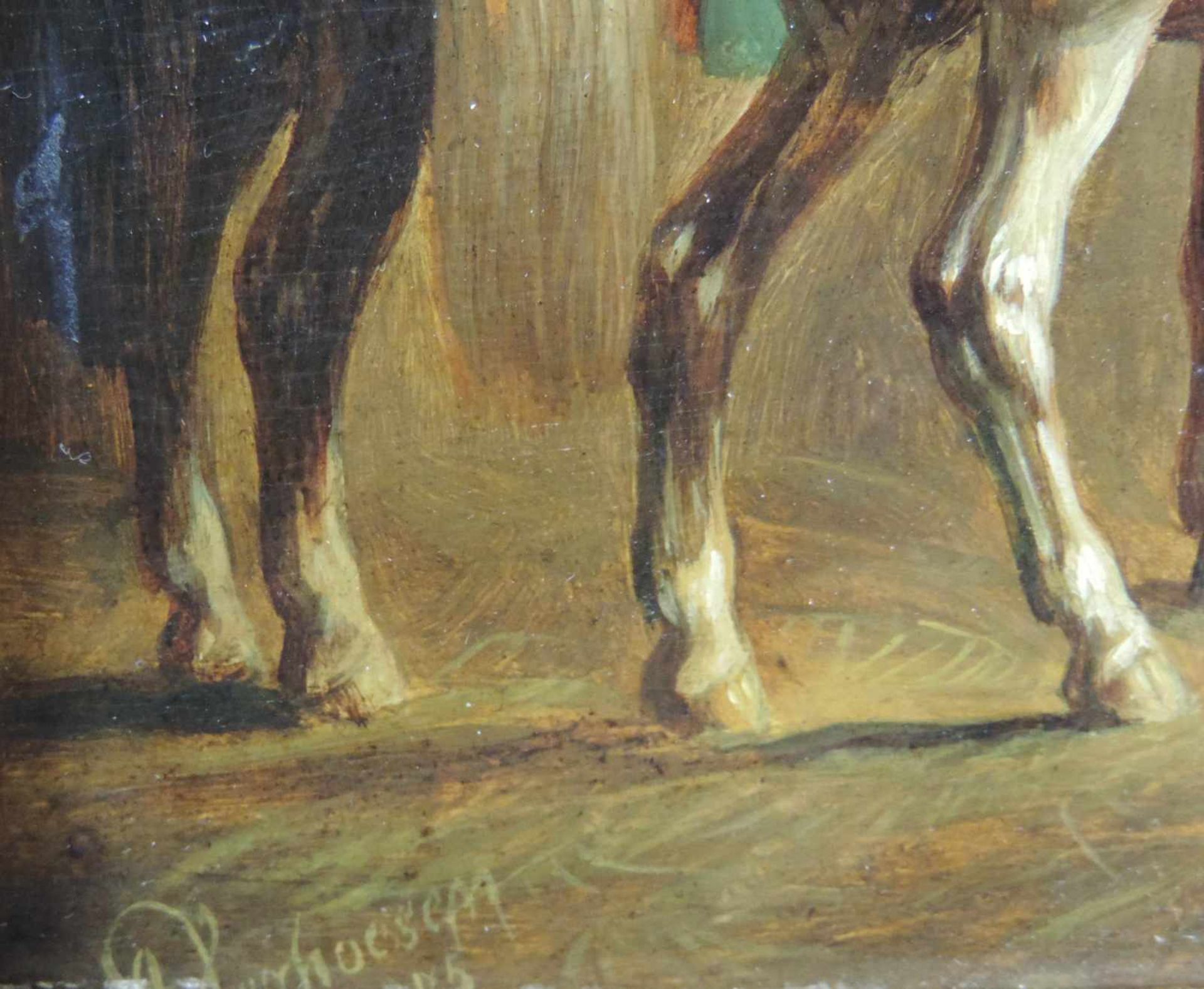 Albertus VERHOESEN (1806-1881). Zwei Gemälde mit Pferden. Eines signiert und datiert. Je 14,5 cm x - Bild 4 aus 8