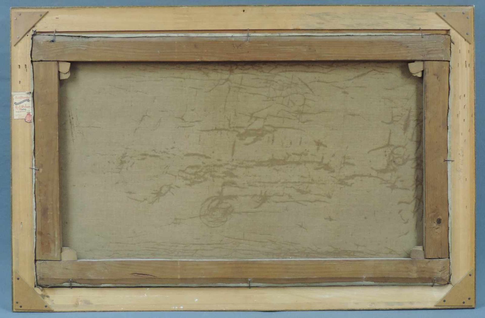 Wilhelm JETT (1846 - 1877). Flußlandschaft mit Burg. 80 cm x 48 cm. Öl auf Leinwand. Links unten - Bild 6 aus 6