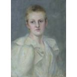 UNDEUTLICH SIGNIERT (XIX). Damenportrait 1894. 60 cm x 42 cm. Gemälde. Öl auf Leinwand. Links