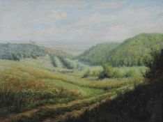Karl LUCKHARDT (1886 - 1970). Blick über Kronberg Richtung Frankfurt. 80 cm x 60 cm. Gemälde. Öl auf