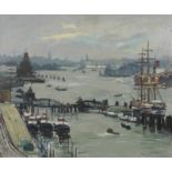 Paul PAESCHKE (Attribut.) (1875 - 1943). Hafen Hamburg. 74 cm x 91 cm. Gemälde. Öl auf Tafel.