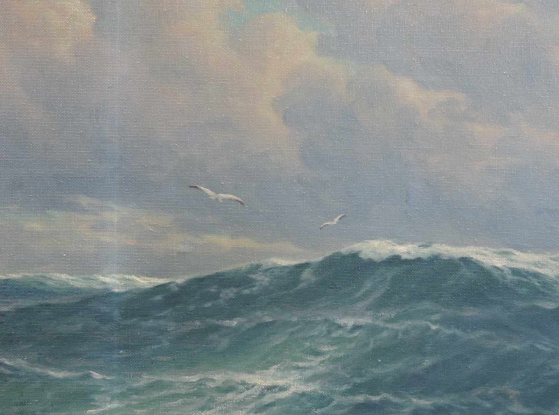 Otto NEUTSCHMANN (1902 - 1985). Großes Seestück. Meereswogen mit Möwen. 70 cm x 100 cm. Gemälde. - Bild 4 aus 10
