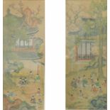 2 Malereien auf Papier. Asien. Wohl China um 1900. Je 77 cm x 30 cm. Passend zu Katalognummer 253