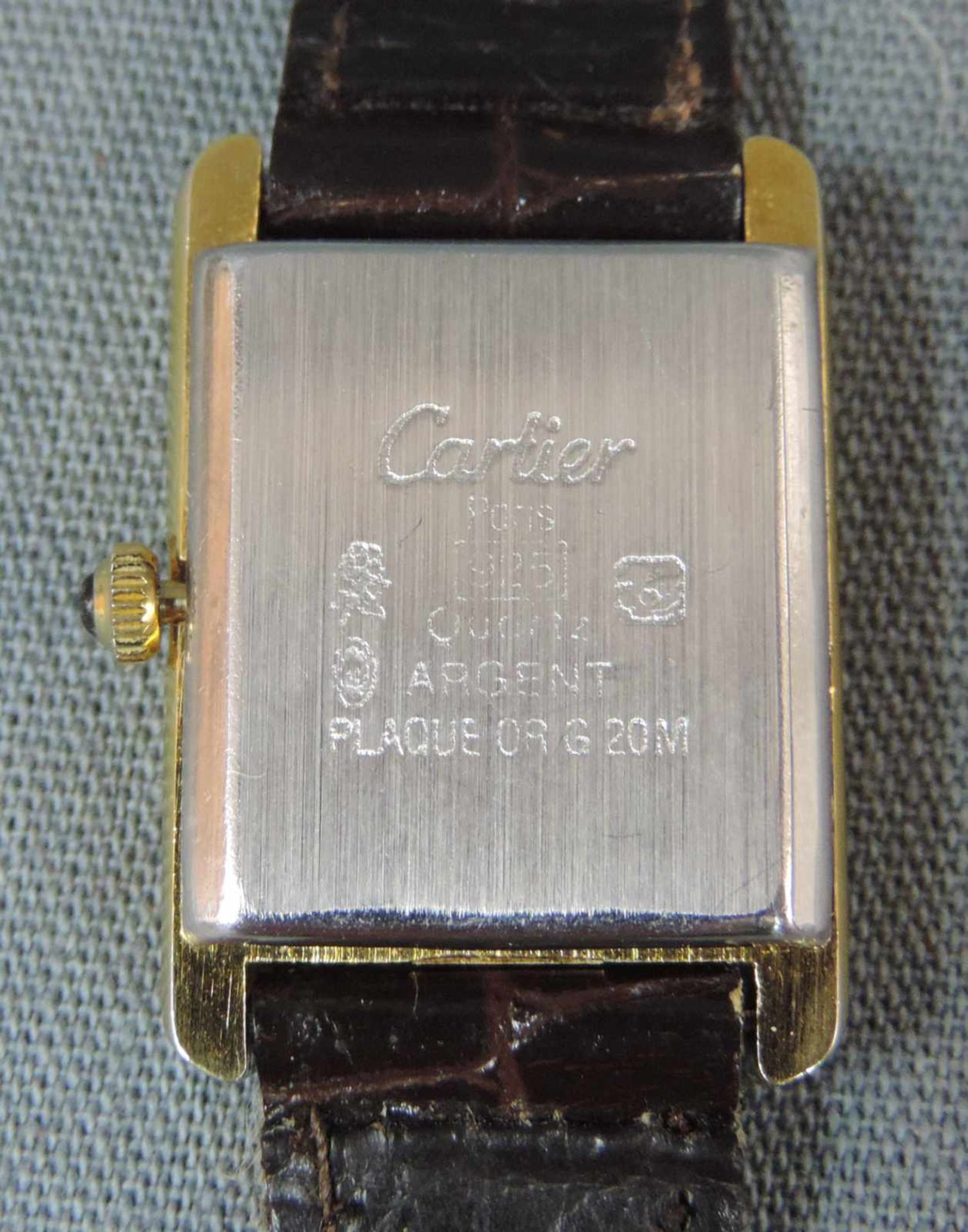 "must de Cartier". Damenarmbanduhr. Teils Silber 925 und vergoldet. 28 mm x 20 mm mit - Image 2 of 5