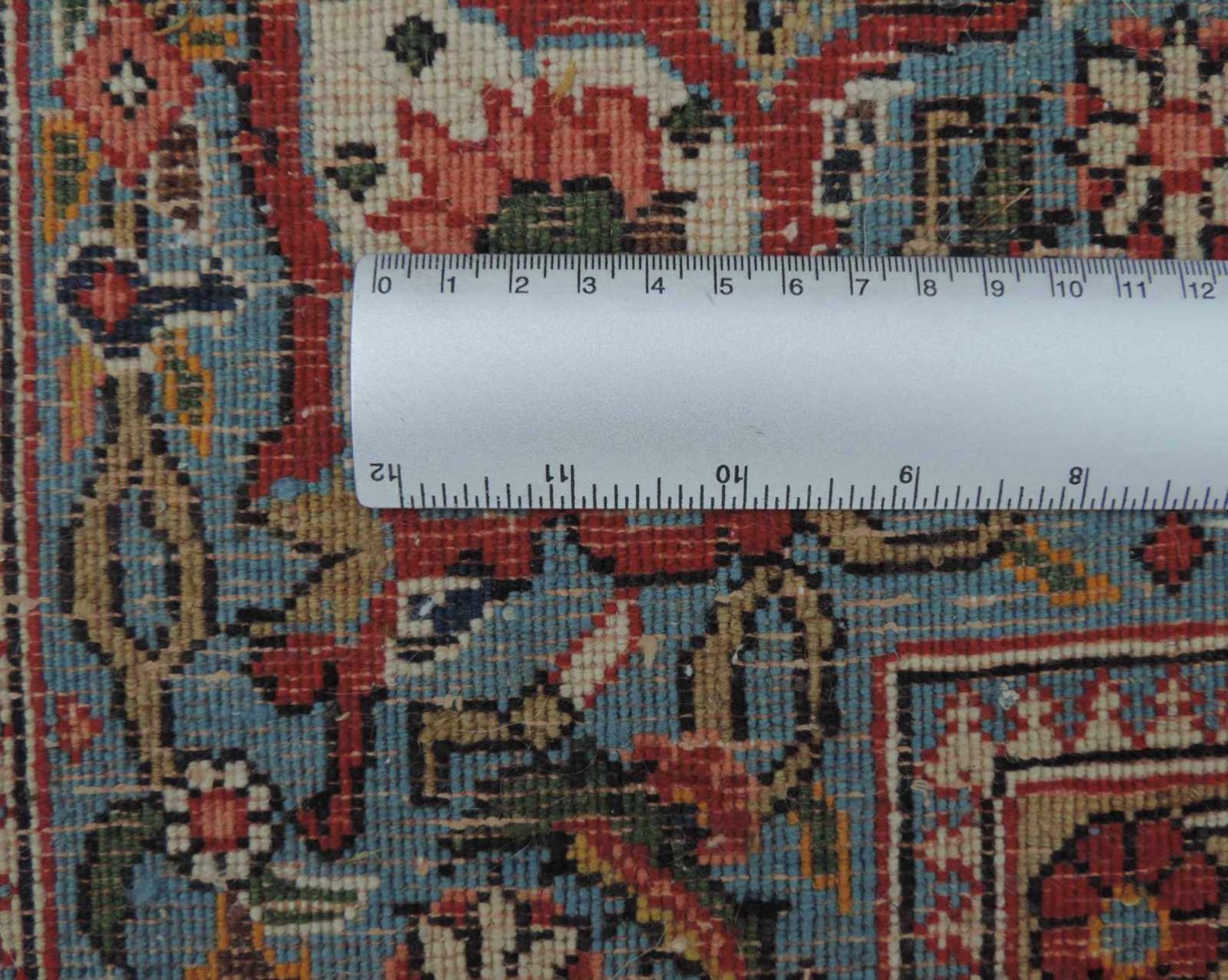 Keschan Manufakturteppich. Iran. Durchgemustert. 345 cm x 237 cm. Handgeknüpft. Wolle auf Baumwolle. - Bild 8 aus 8