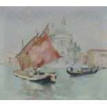 BRAUN (XX). "Venedig. Santa Maria dela Salute." 70 cm x 80 cm. Gemälde. Öl auf Leinwand. Rechts