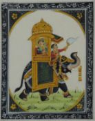 Miniatur mit Elefant. Wohl Indien, alt. 15,5 cm x 12,5 cm im Ausschnitt. Gemälde. Wohl Tempera und