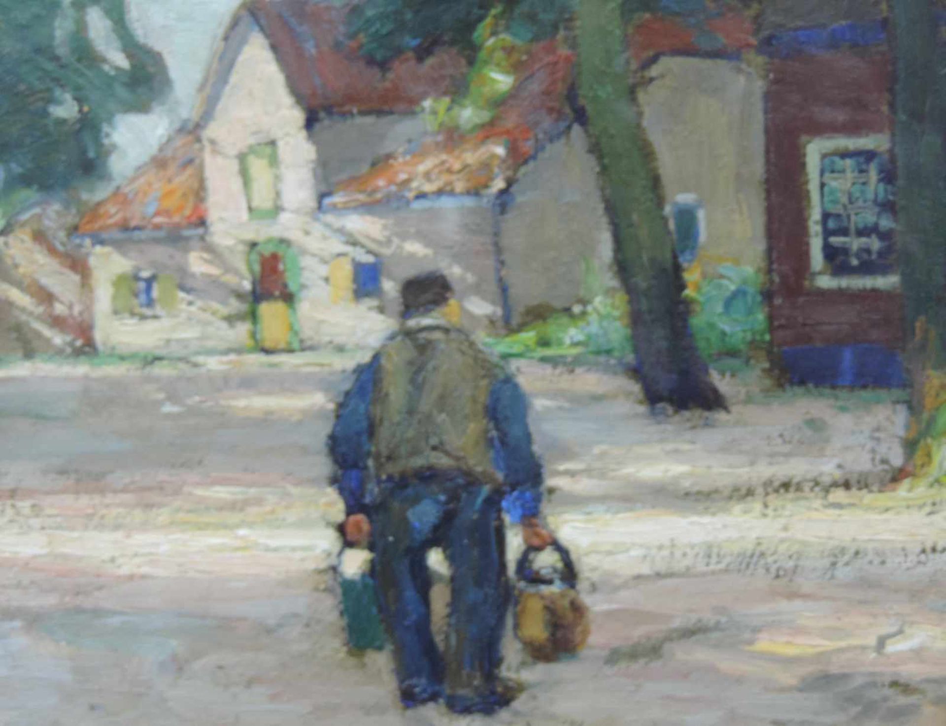 Otto ACKERMANN (1872 - 1953). "Gasse in Nieblum, Föhr". 27 cm x 35 cm. Gemälde. Öl auf Holz. Links - Image 3 of 9