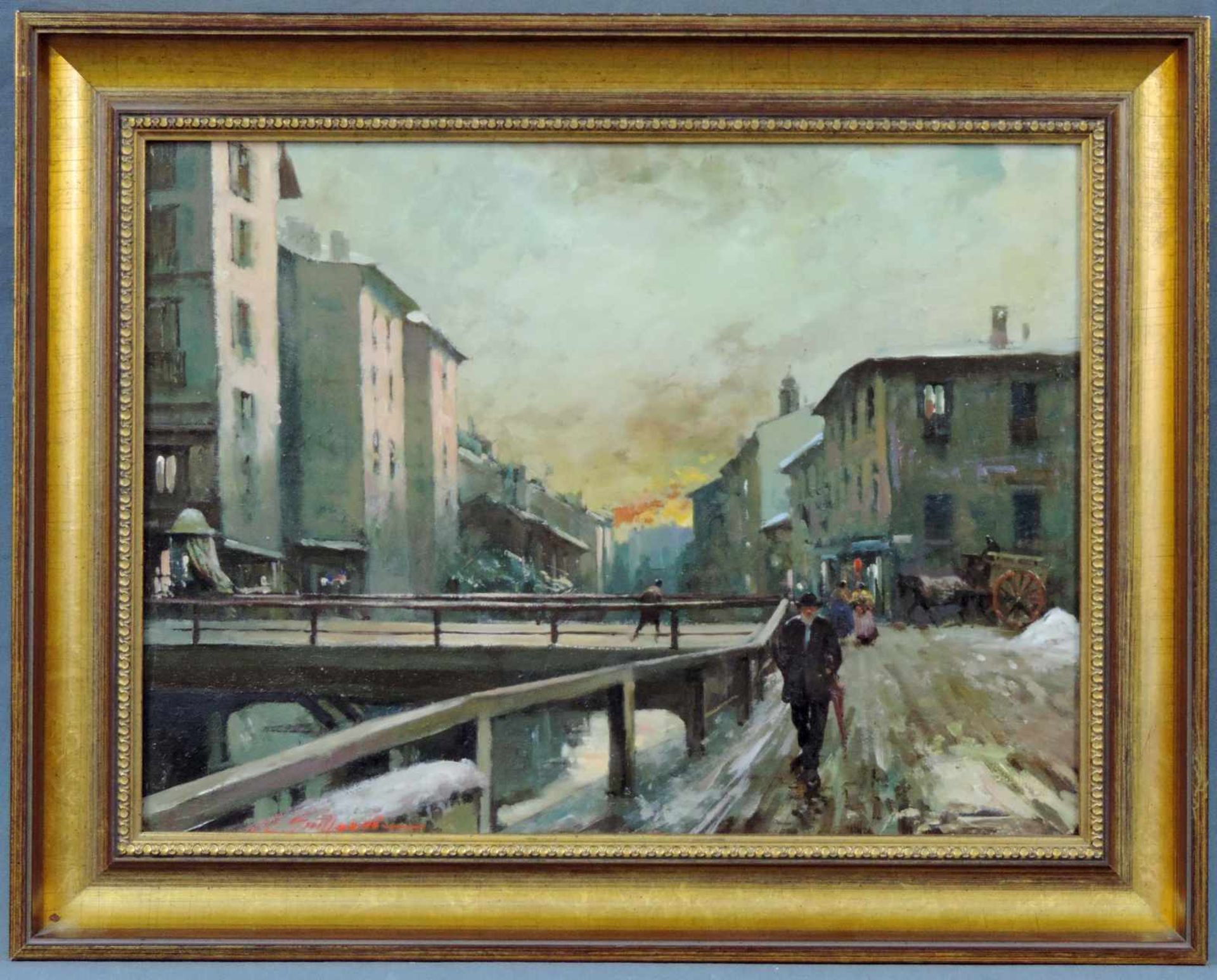 Rialdo GUIZZARDI (1920 -). Mailand. Italien. 30 cm x 40 cm. Gemälde. Öl auf Leinwand. Links unten - Bild 2 aus 7