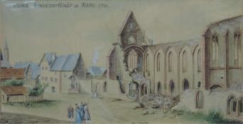 Caspar SCHNEIDER (1753 - 1839). Dominikanerkloster zu Mainz. 1793. 42 cm x 22 cm. Aquarell. Caspar