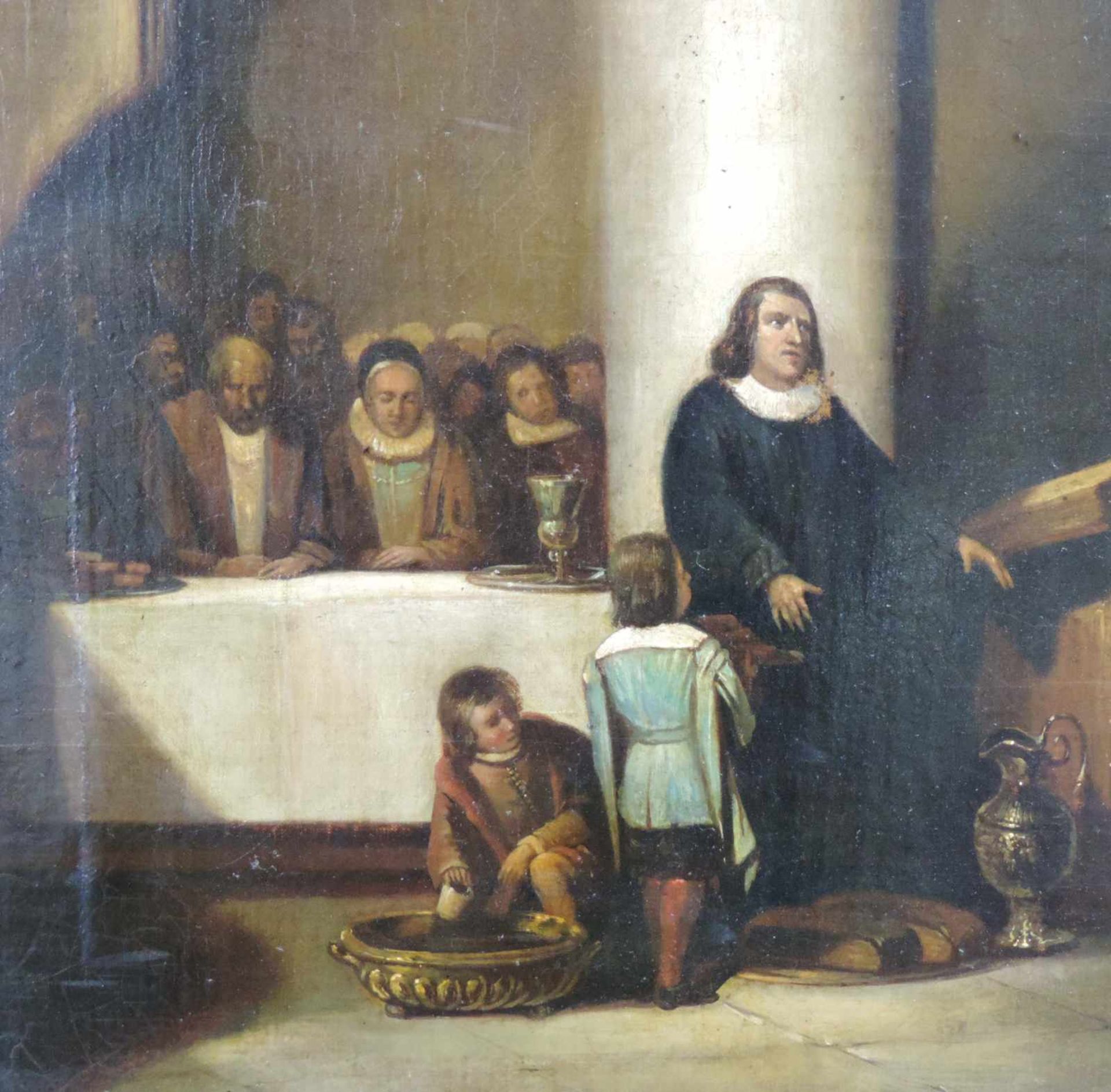Abraham VAN DER PELT (1815 - 1895). Bibellesung. 54 cm x 74 cm. Gemälde. Öl auf Leinwand. Signiert - Bild 4 aus 7